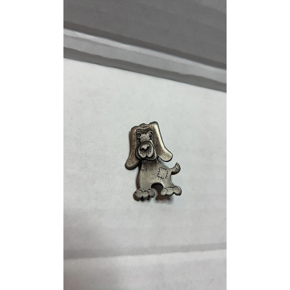 Vintage Pewter Dog Brooch Pin